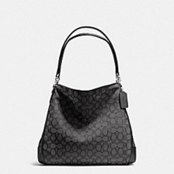 Euc Coach Phoebe Signature C's Black Shoulder Bag Purse